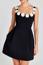 Flowering Girl Women Zenobia Flower Embellished Black Mini Dress