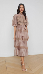 Flowering Girl Women Inès lace cut-out tiered midi dress