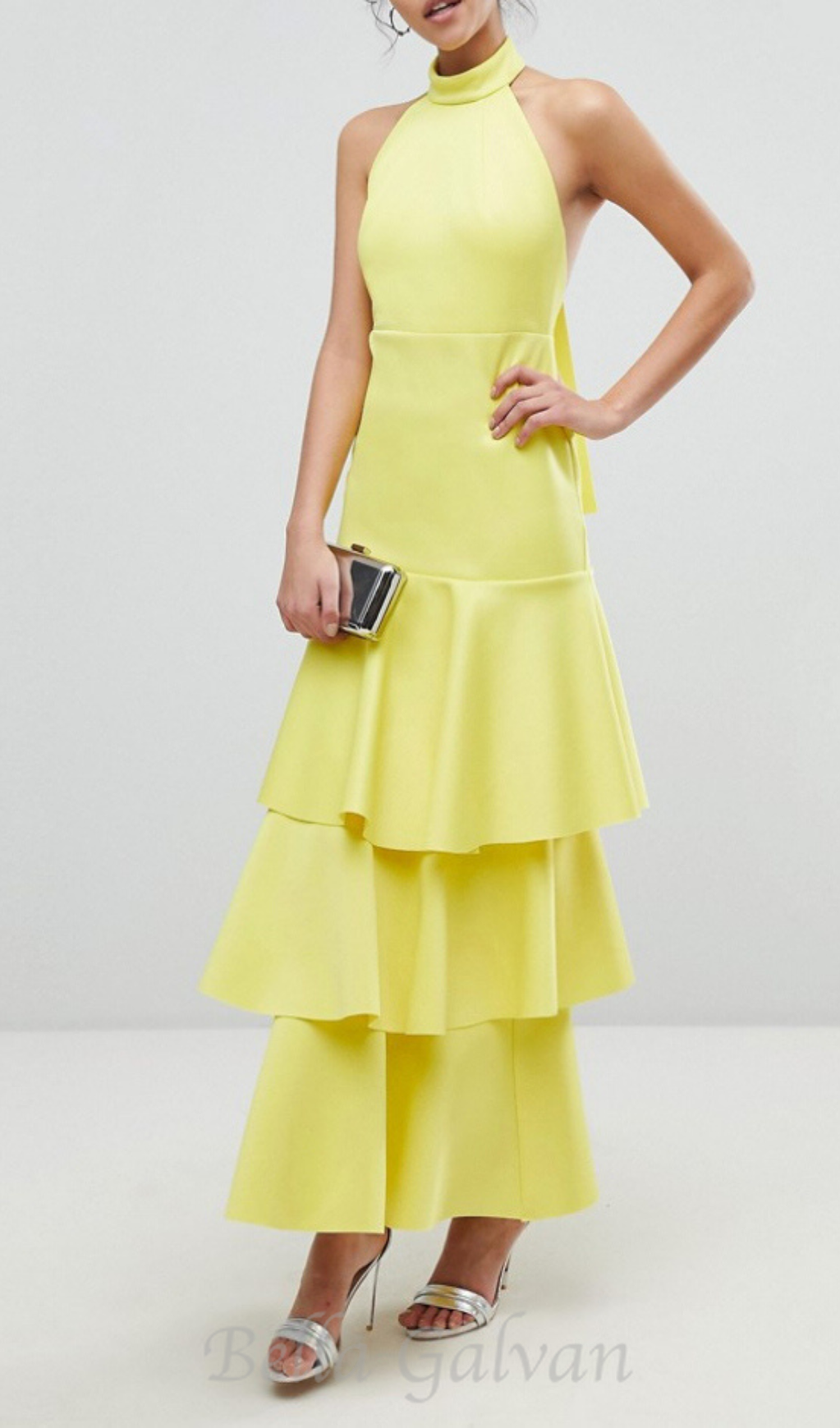 Flowering Girl Women samantha layered off-shoulder midi dress in yellow