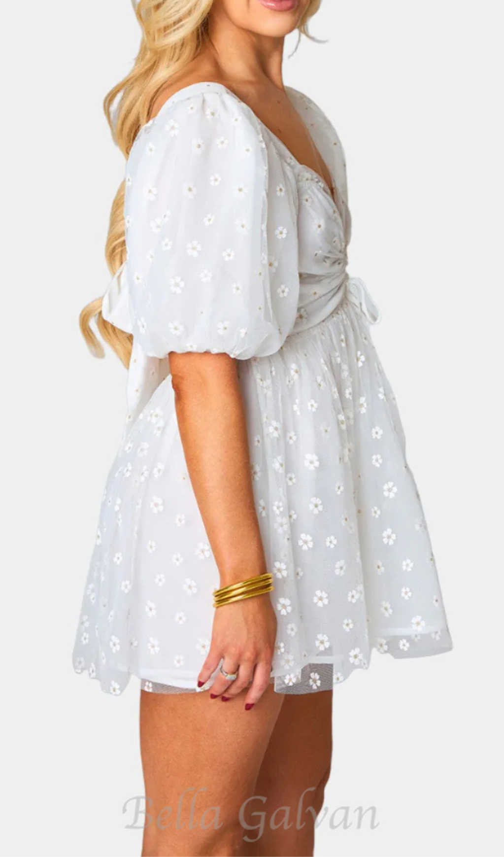 Flowering Girl Women Hannah Elastic Waist Mini Dress in white