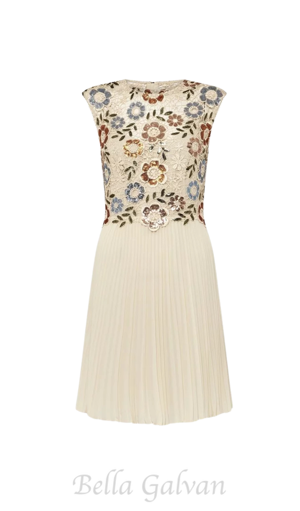 Flowering Girl Women sequin lace floral mini dress in apricot