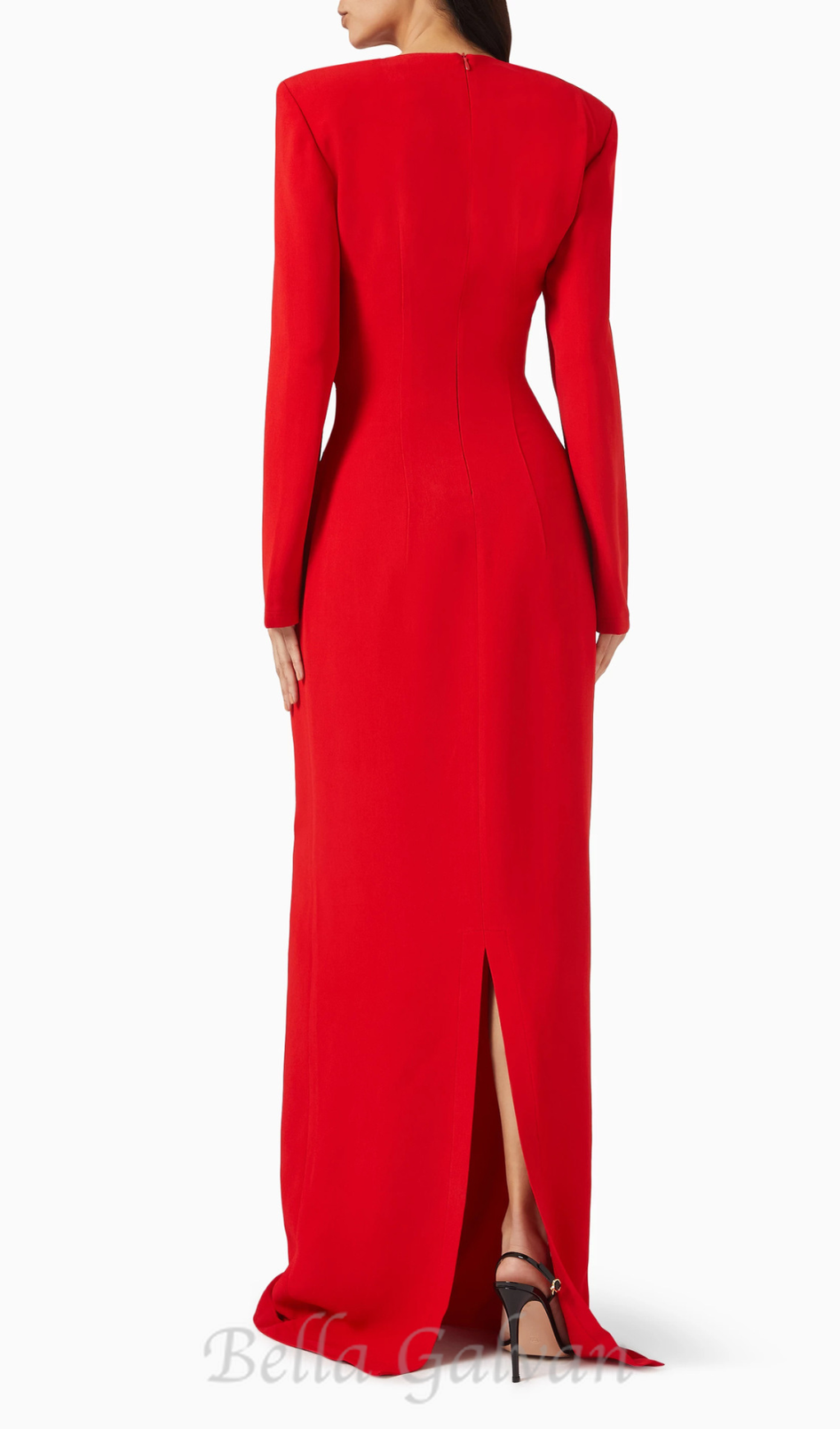 Flowering Girl Women long sleeve heart cutout maxi dress in red