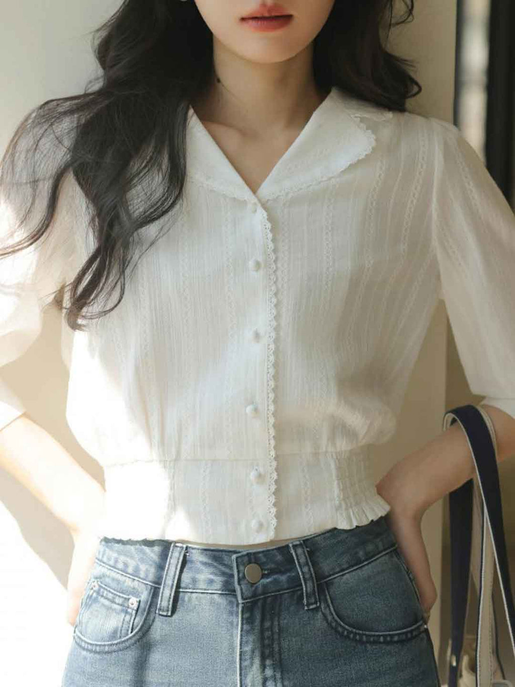 jocelyn Elegant Lapel Lace Shirt
