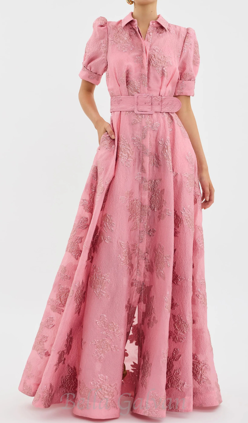 Flowering Girl Women Annette floral embellished Button Gown in pink