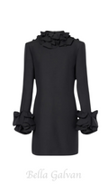 Flowering Girl Women Alessandro Ruffle Backless Mini Dress in black