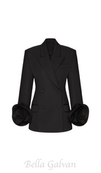 Flowering Girl Women Sophia Rose Appliqué Blazer in Black
