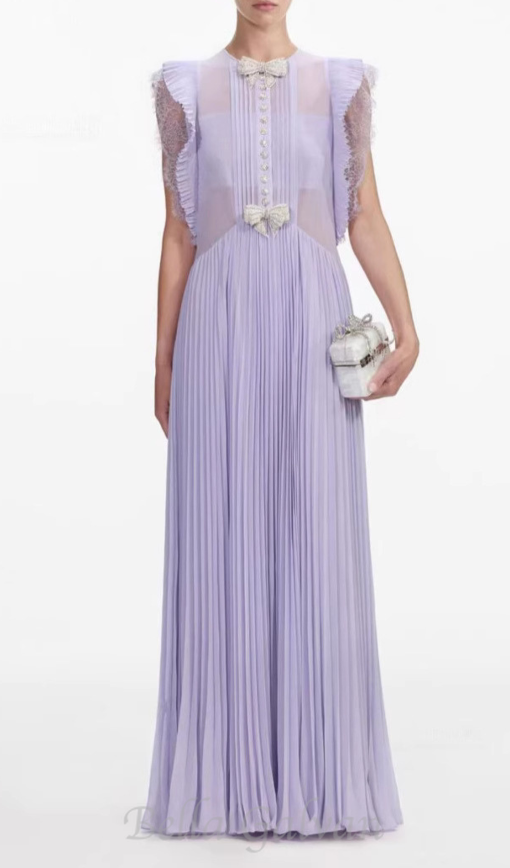 Flowering Girl Women Chiffon Ruffled Maxi Dress in Lilac