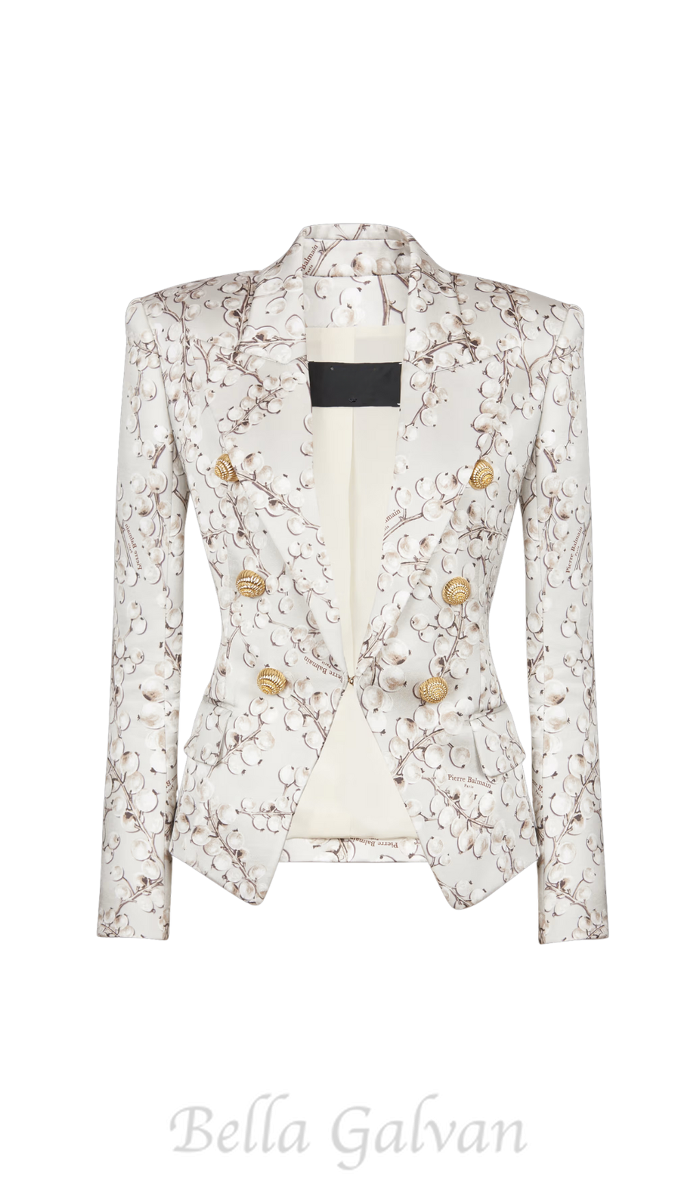 Flowering Girl Women 6-button satin jacket with Redcurrant print