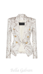 Flowering Girl Women 6-button satin jacket with Redcurrant print