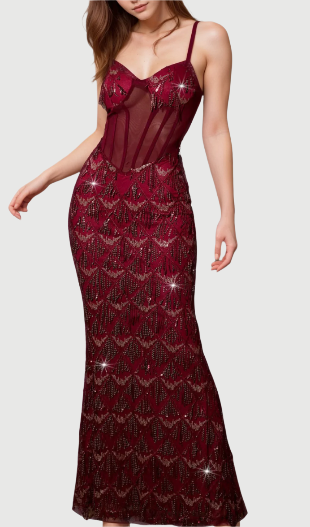 Flowering Girl Women Carol Sequin Fringe Maxi Dress In Red
