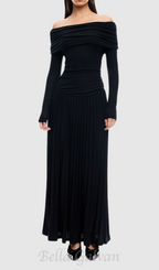 Flowering Girl Women sara bodycon strapless long sleeve maxi dress in black