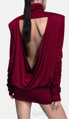 Flowering Girl Women Alestair Backless Ruched Mini Dress in Red