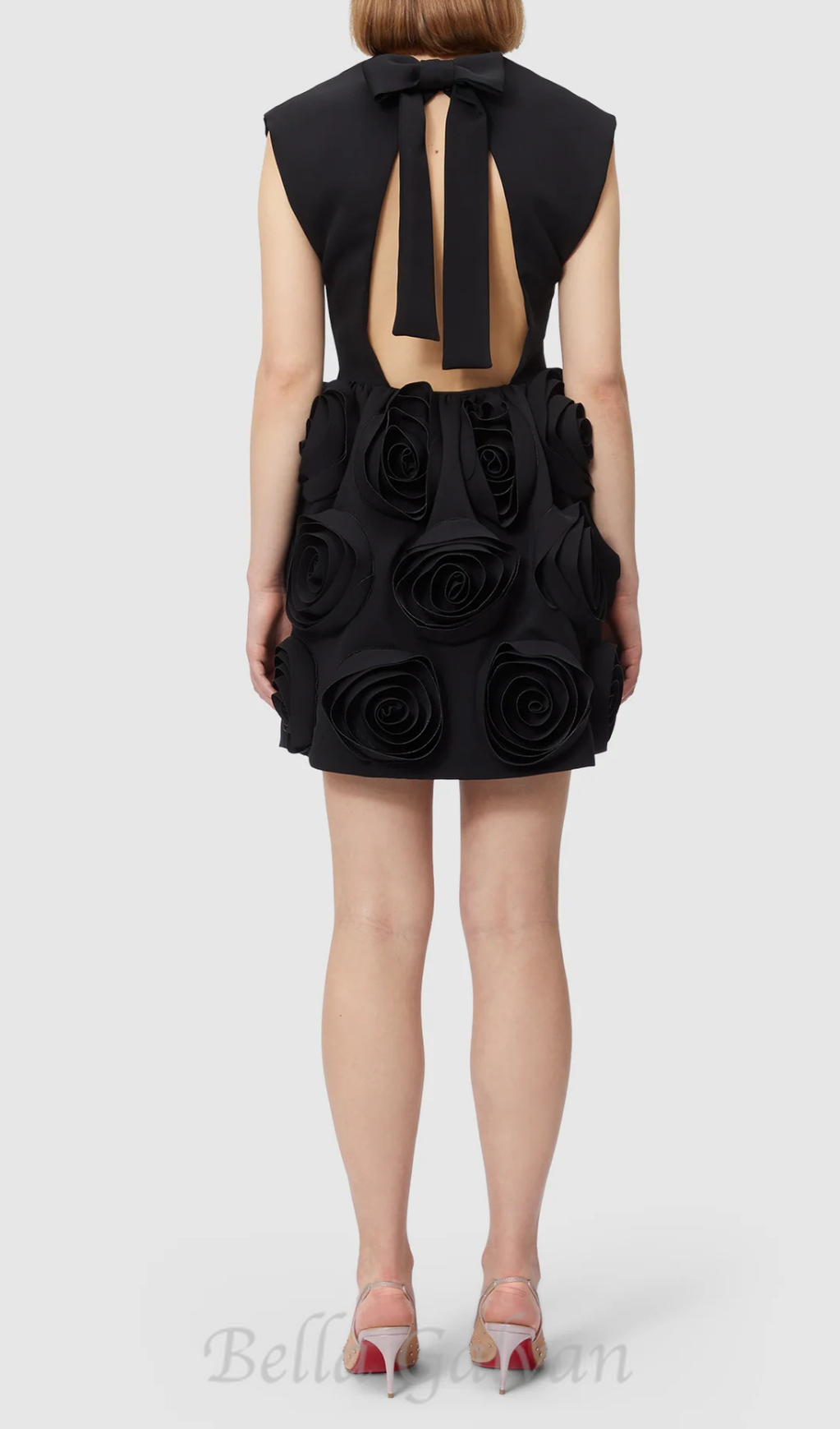 Flowering Girl Women xaviera rose applique mini dress in black
