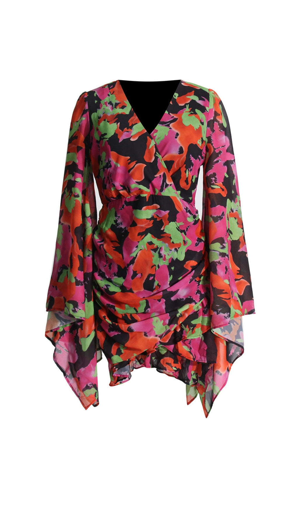 Flowering Girl Women Printed Ruffle Mesh Dress