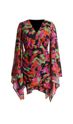 Flowering Girl Women Printed Ruffle Mesh Dress