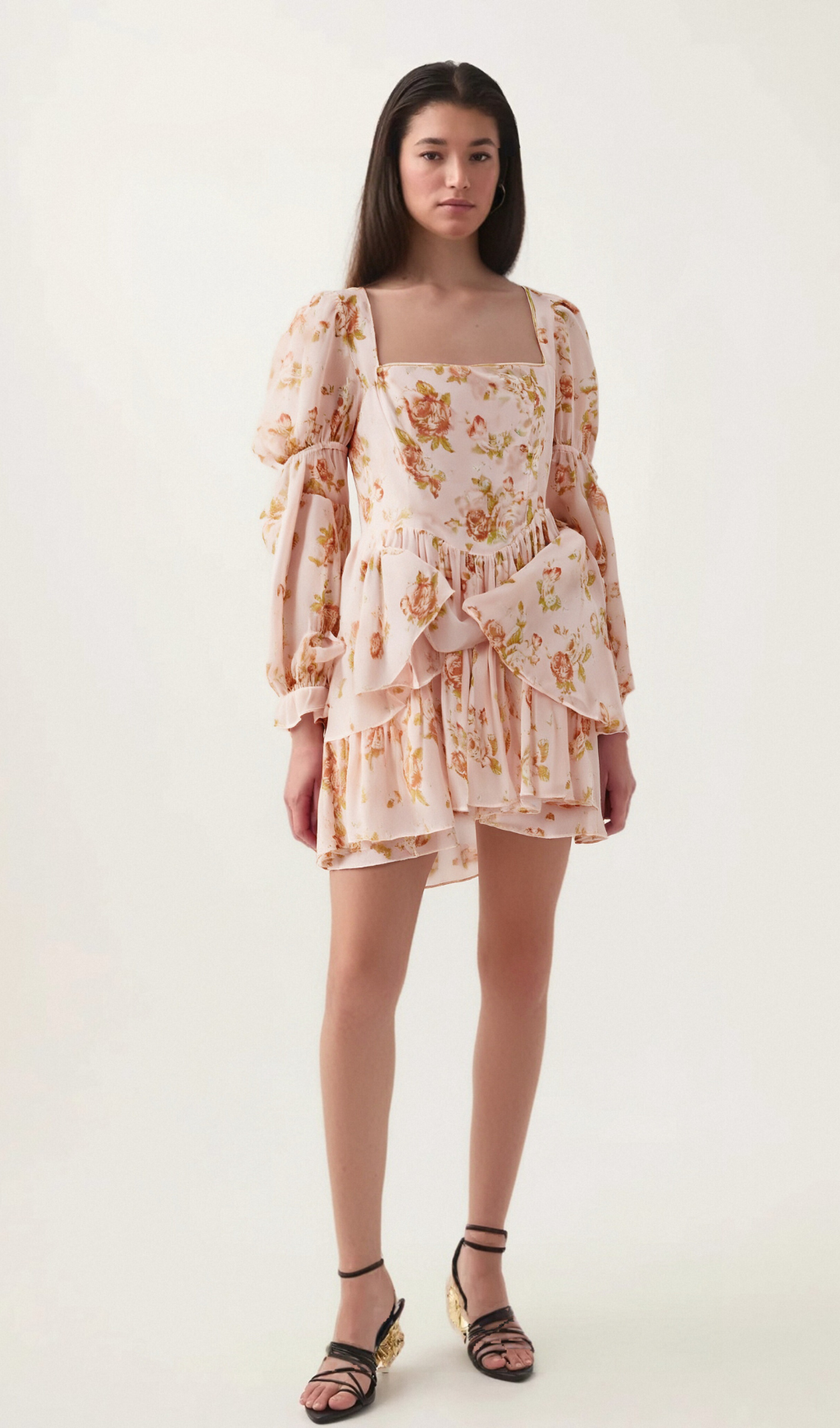 Flowering Girl Women Jeanne pink floral-print pleated mini dress