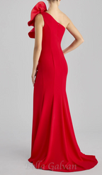 Flowering Girl Women suzanne flower mermaid crepe maxi dress in red