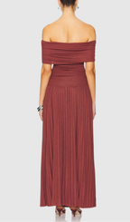 Flowering Girl Women sabina bodycon strapless maxi dress in brick Red