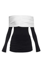 Flowering Girl Women Lekeisha Off Shoulder Draped Mini Dress in Black