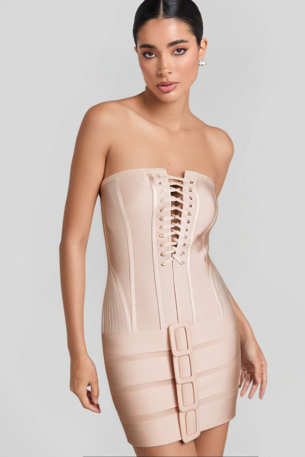 Flowering Girl Women Tube Top Lace Up Bandage Mini Dress
