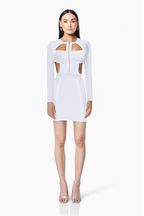 Flowering Girl Women RACHEL WHITE HOLLOW BANDAGE BODYCON MINI DRESS