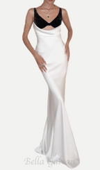 Flowering Girl Women velvet bustier maxi dress in black white