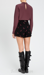 Flowering Girl Women shirt twinset in burgundy