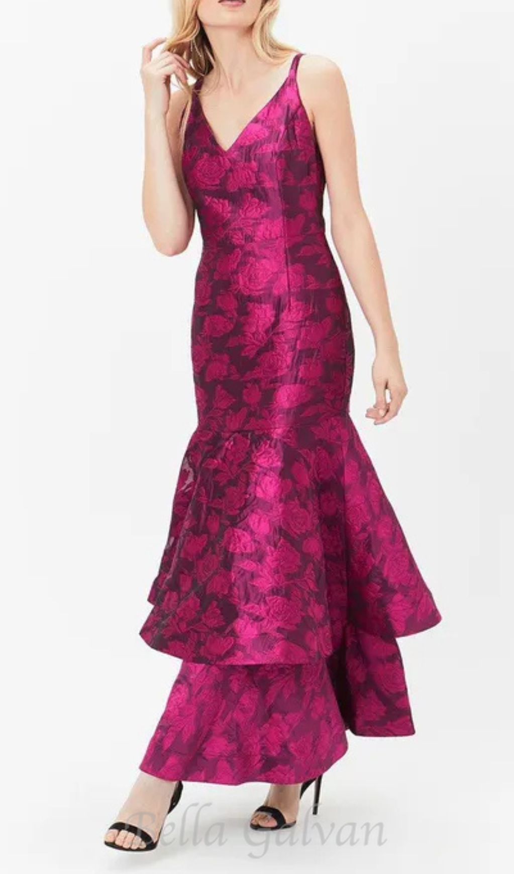Flowering Girl Women layer Jacquard Maxi dress in red