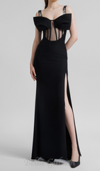 Flowering Girl Women Sleeveless Corset maxi Dress in black