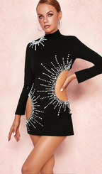 Flowering Girl Women Camille pearl-embellished mini dress in black
