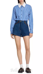 Flowering Girl Women Felix Plaid Pants in blue