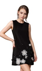 Flowering Girl Women blanche Balius Sleeveless Flower Mini Dress
