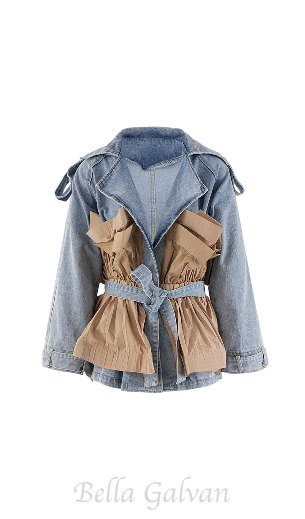 Flowering Girl Women Patchwork Ruffle Denim Tunic Coat