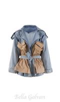 Flowering Girl Women Patchwork Ruffle Denim Tunic Coat