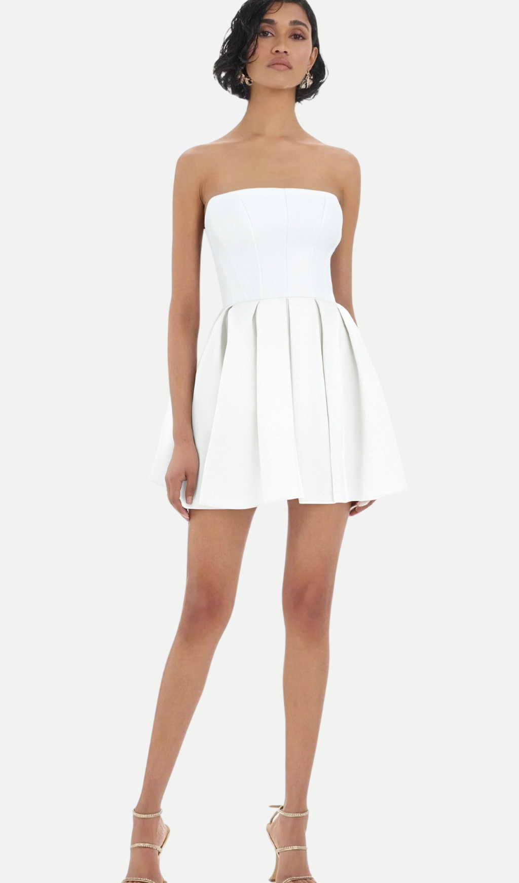 Flowering Girl Women alyssa white strapless pleated mini dress