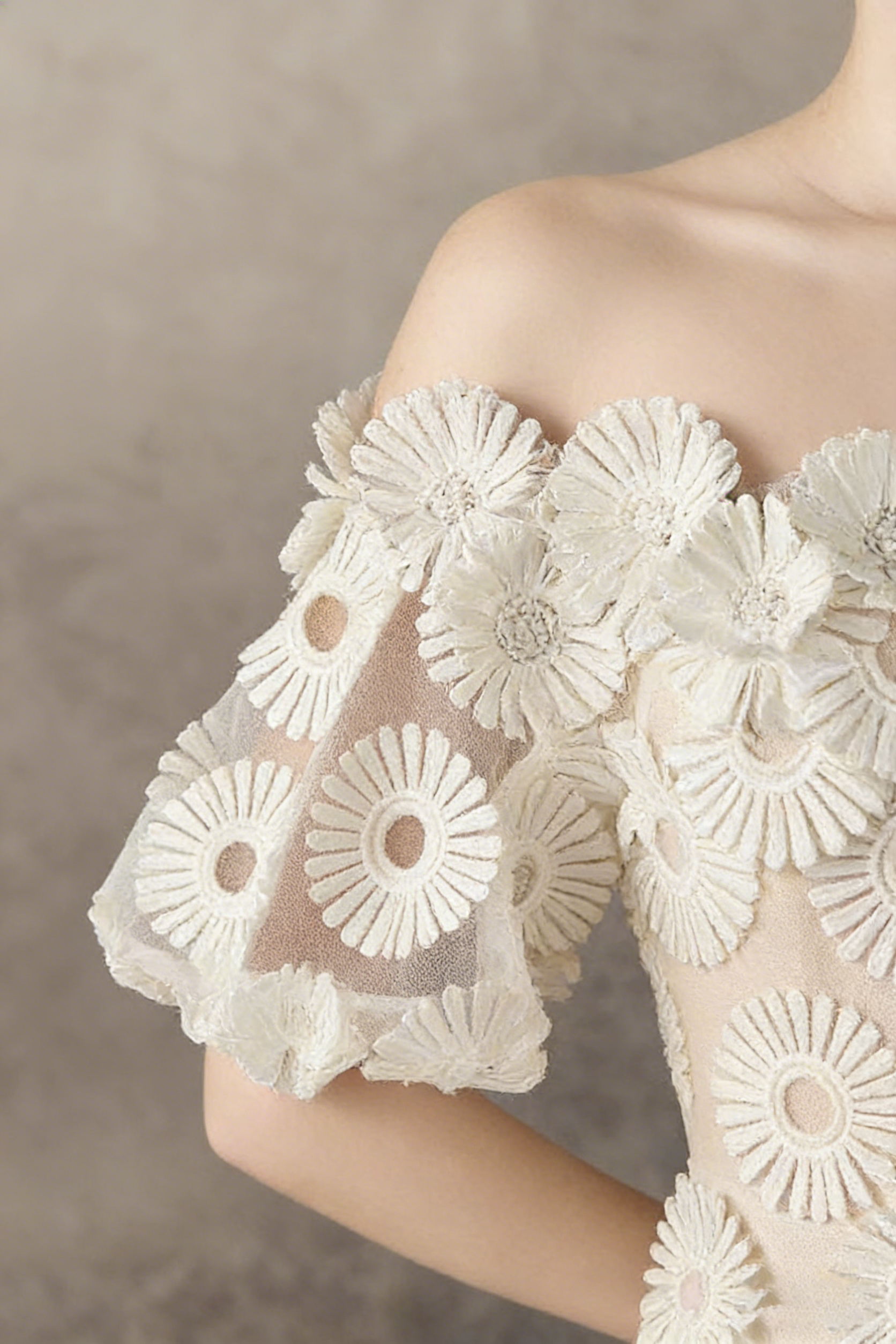 Off-the-Shoulder Daisy Lace Tiered Midi Dress