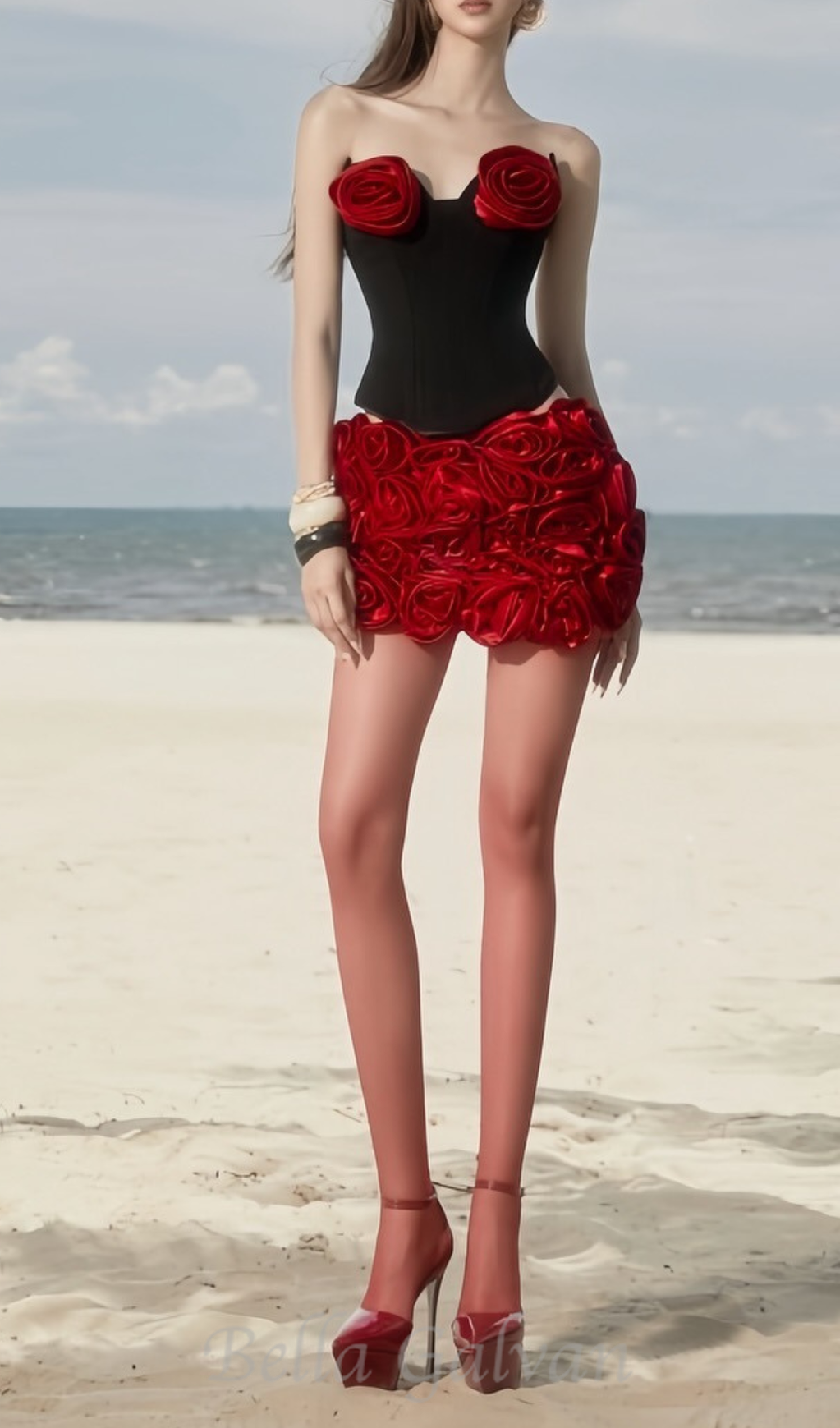 Flowering Girl Women Hiroshi Strapless Flower Skirt Set