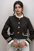 Flowering Girl Women Géraldine Black Ruffled-Trim Jacket