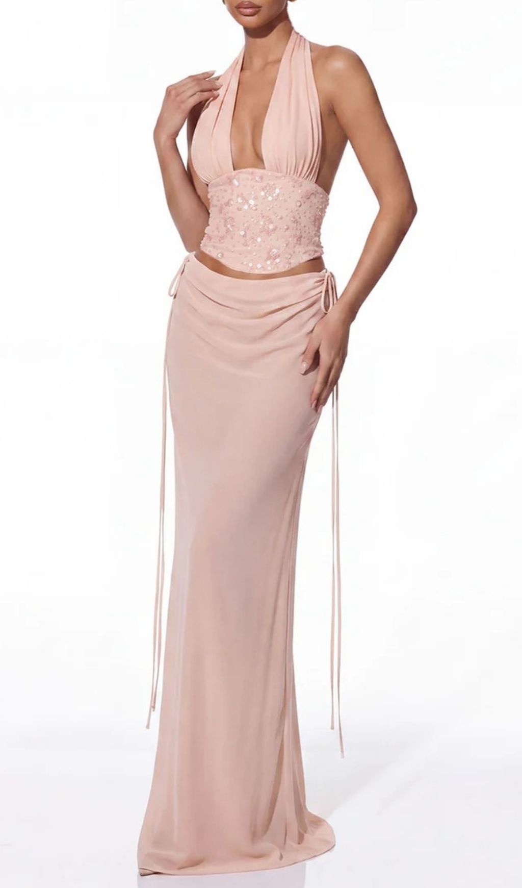 Iverik Halterneck Sequin Skirt Set