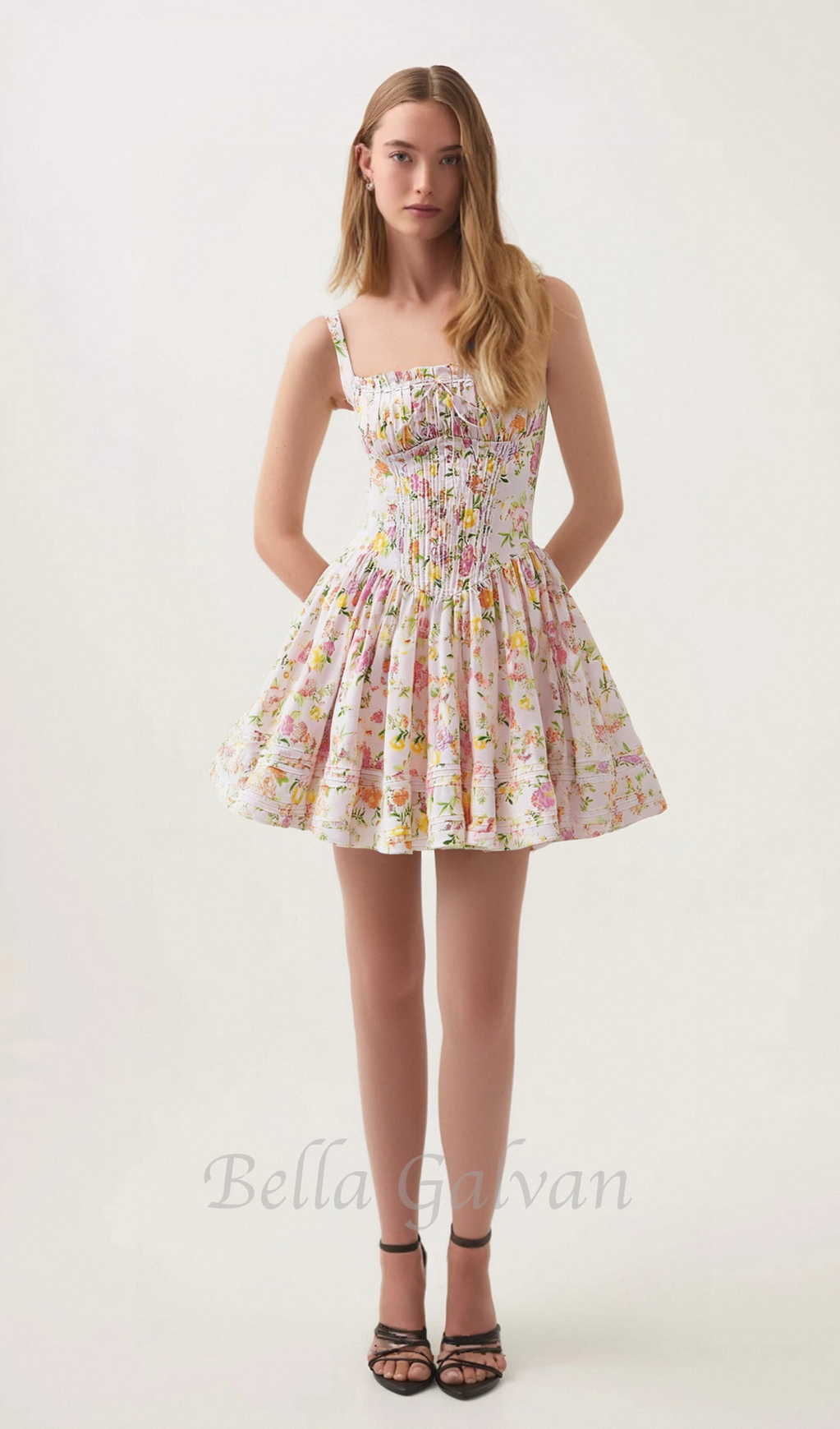 Flowering Girl Women Pink Meadow Print Cotton Mini Dress