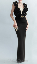 Flowering Girl Women ruffled top with gold accents maxi dress