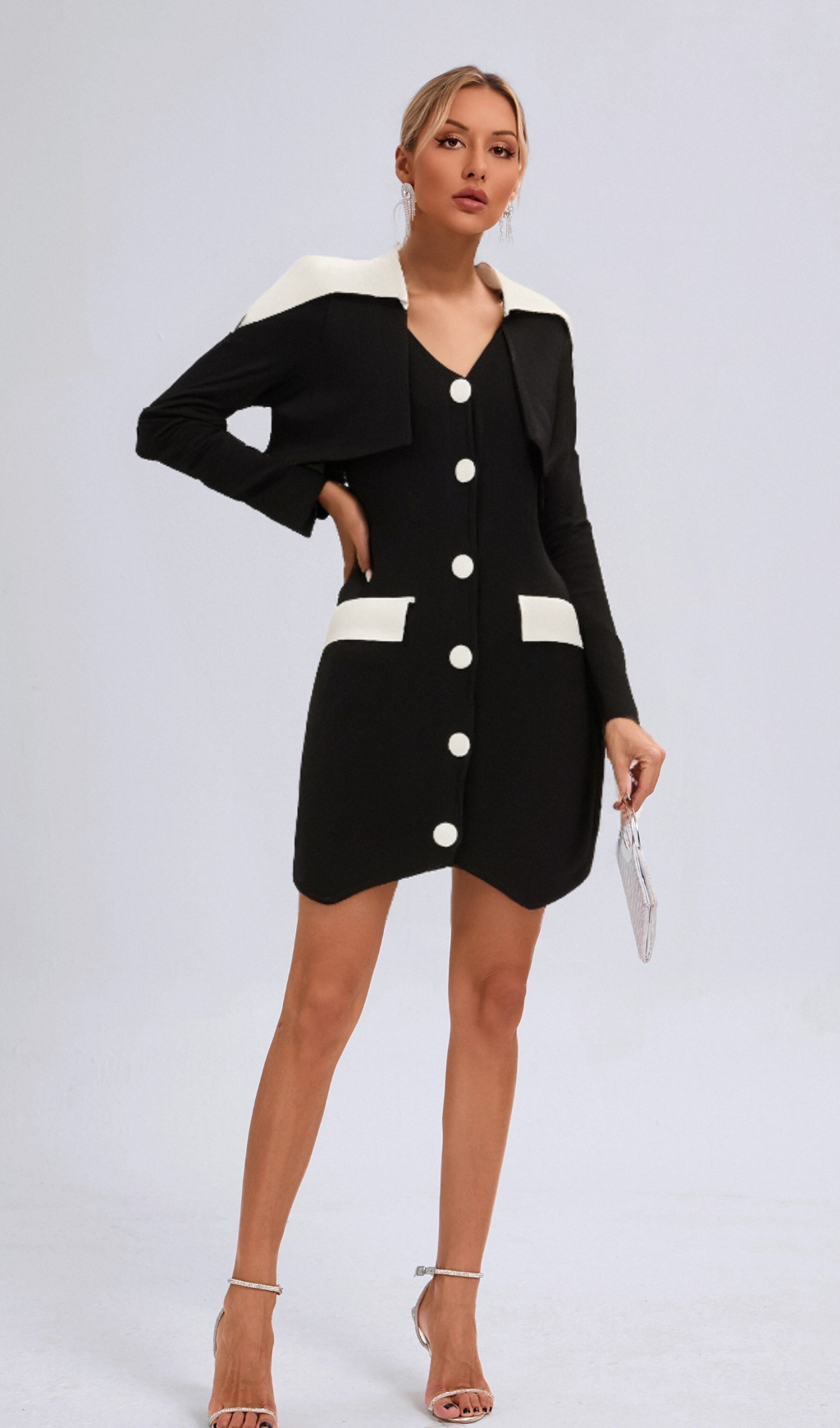 Flowering Girl Women Enora black contrast-color mini dress