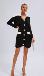 Flowering Girl Women Enora black contrast-color mini dress