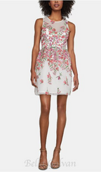 Flowering Girl Women Embroidered Floral white Flare mini Dress