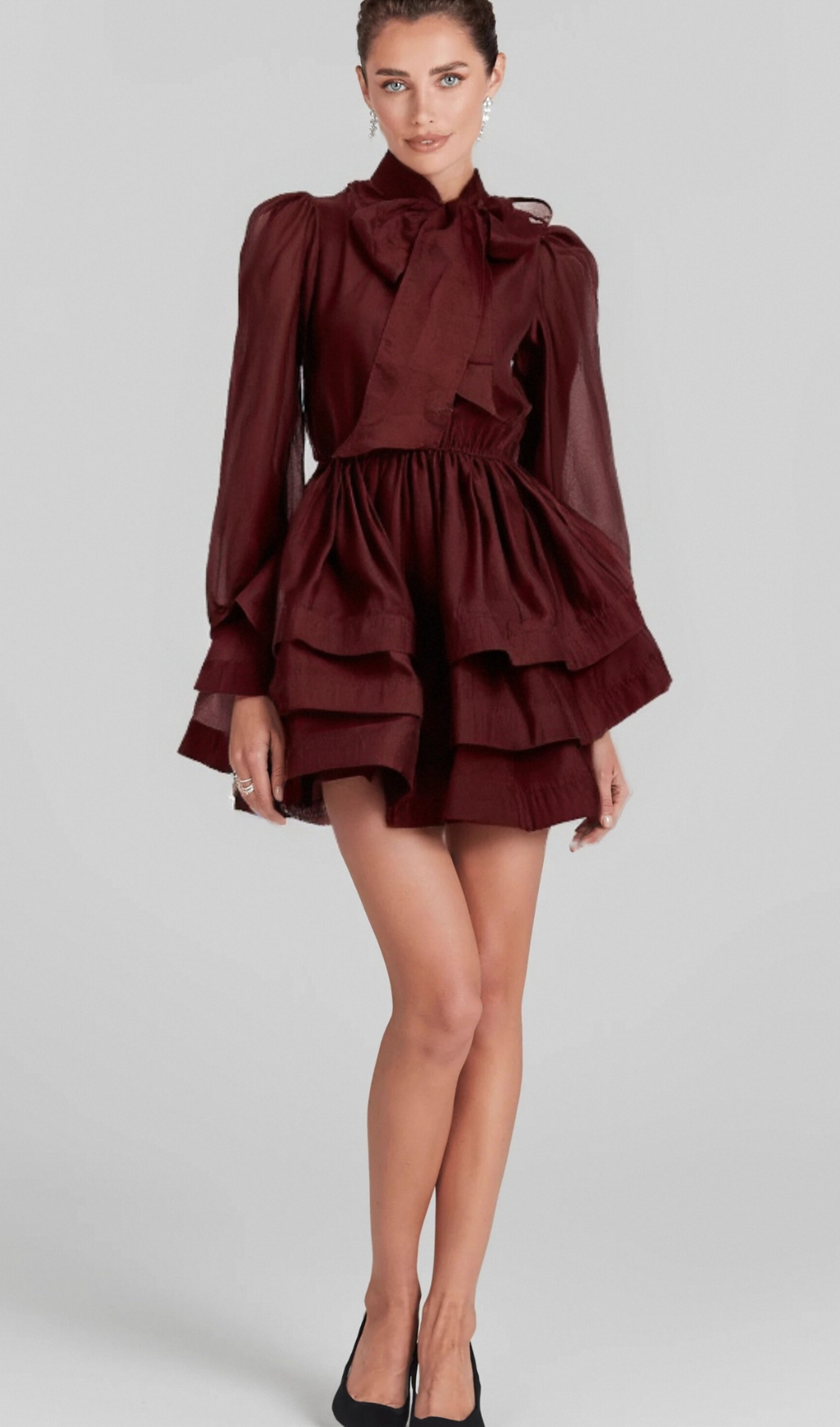 Flowering Girl Women Élodie tiered flared mini dress in Red