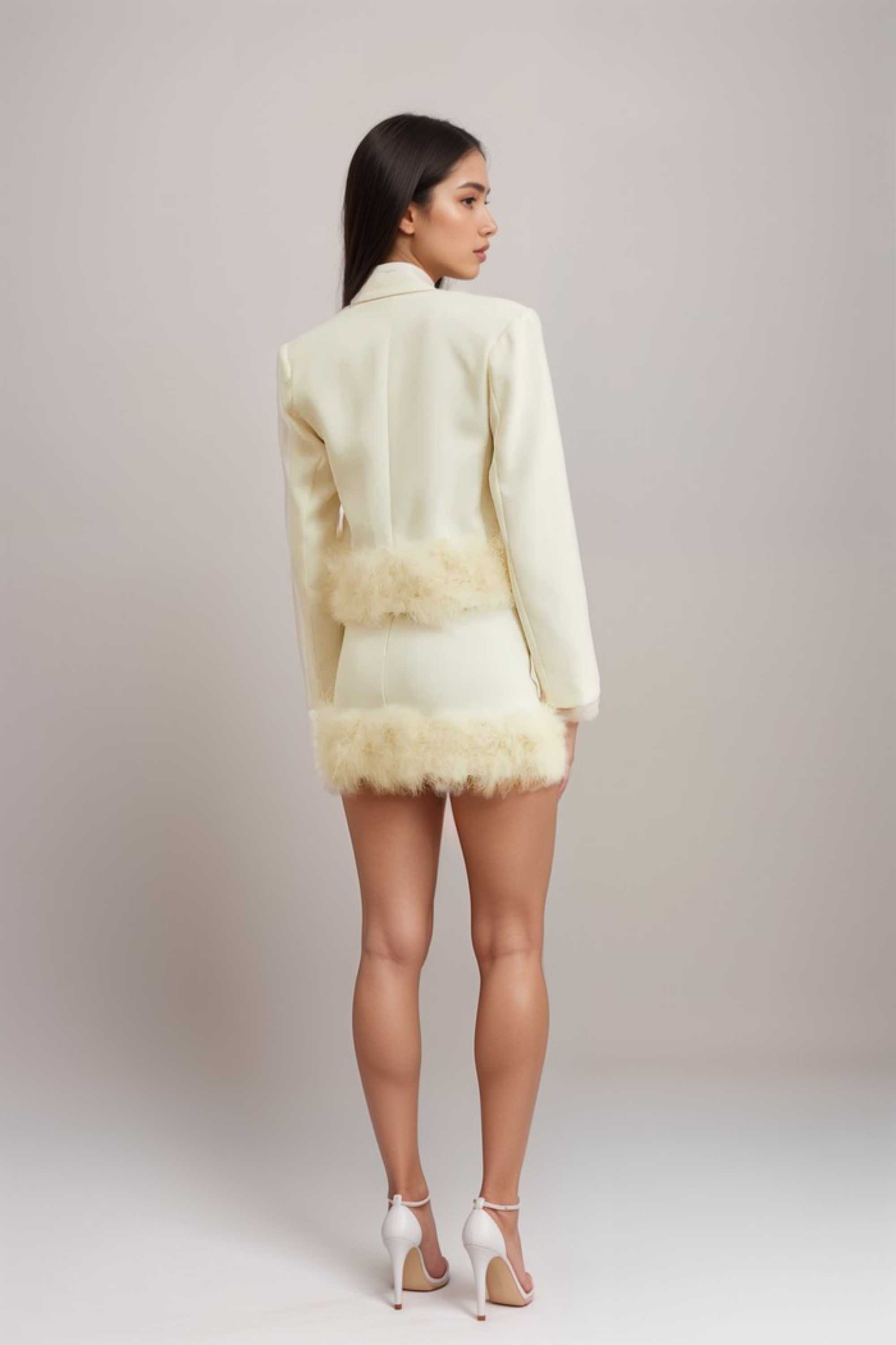 Flowering Girl Women Valérie Feather-Hem Blazer & Skirt Matching Set