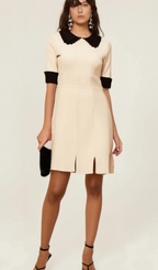 Flowering Girl Women Andréa white split-hem knitted mini dress