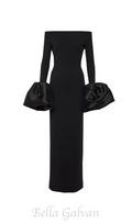 Flowering Girl Women Olindan Off Shoulder Maxi Dress in Black