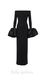 Flowering Girl Women Olindan Off Shoulder Maxi Dress in Black