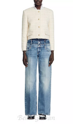Flowering Girl Women Zally Cropped Tweed Jacket in ecru